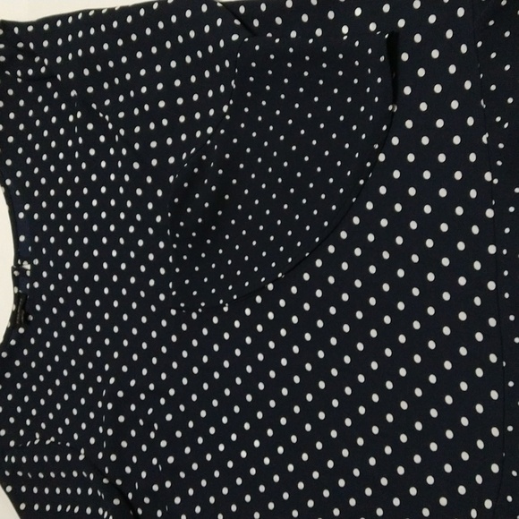 Talbots Ruffle Polka Dot Navy Blue & White Pull Over Oversized Top Size XS #W890 - Picture 3 of 10